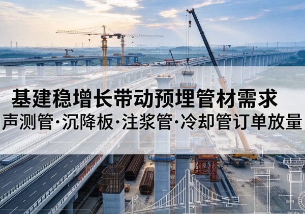 清远基建稳增长带动预埋监测管材需求，声测管、沉降板、注浆管订单持续放量